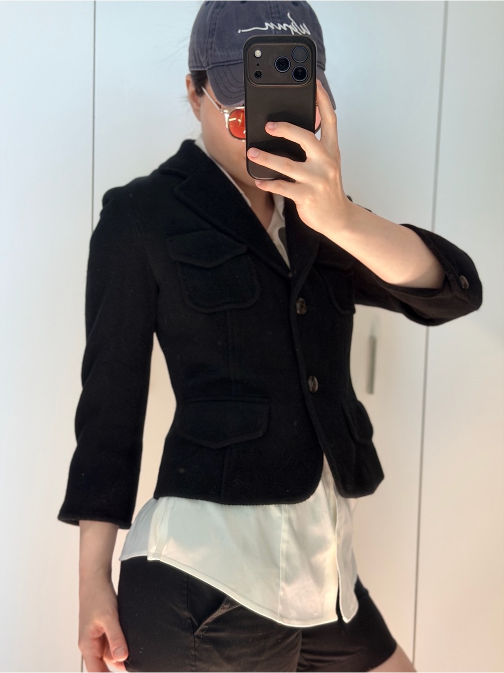 Classic Black Wool-Blend Pocket Blazer